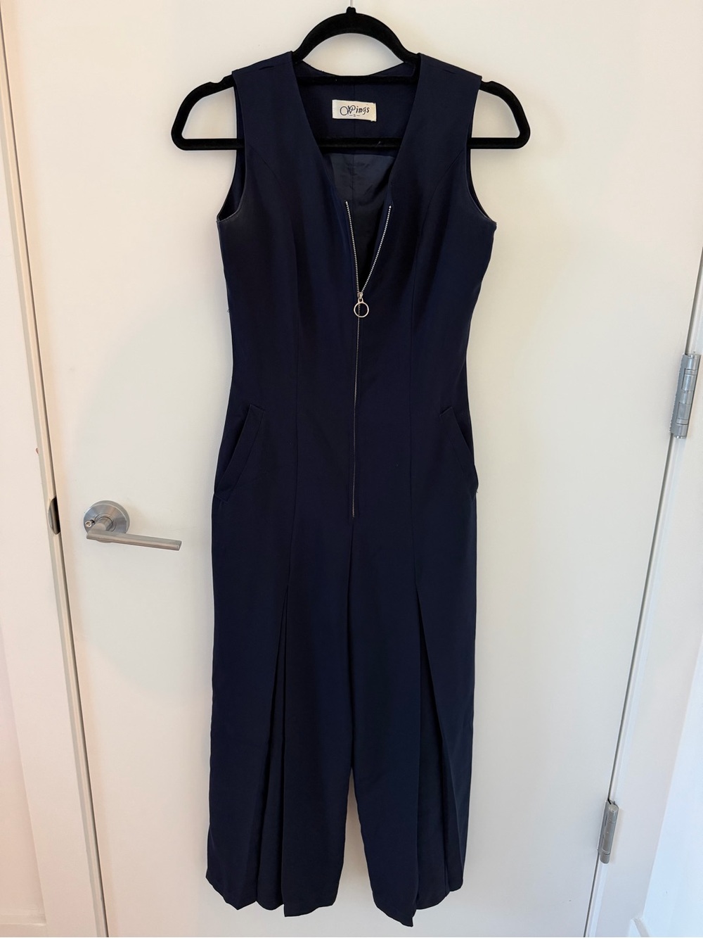 Navy Sleeveless Zip-Front Jumpsuit